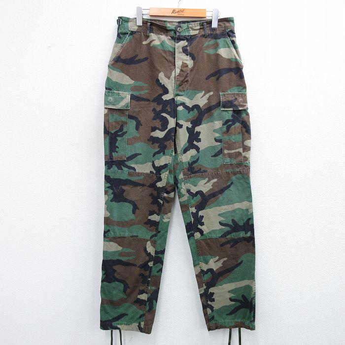 W33/古着 ミリタリー カーゴ パンツ メンズ 90s コンバット ウッド