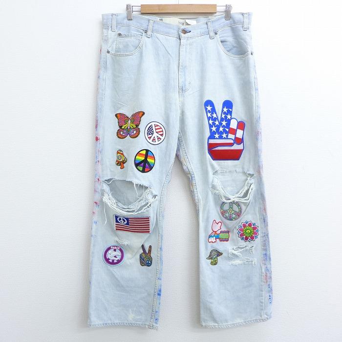 W40 古着 ジーンズ ギャップ Gap ピースマーク 蝶 キノコ 大きいサイズ コットン 薄紺他 ネイビー デニム aug27 中古 メンズ ボトムス ジーパン Gパン ロング Par 古着屋rushout 通販 Yahoo ショッピング