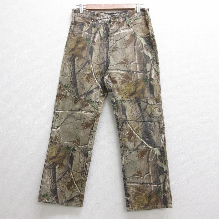 W32/古着 パンツ リアルツリー ダブルニー コットン 茶系 ブラウン 