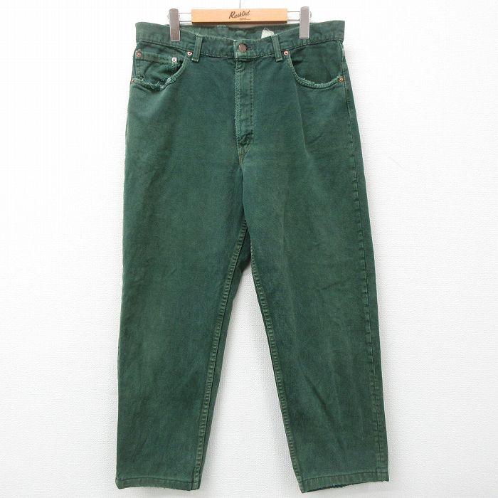 W36/古着 リーバイス Levis ジーンズ メンズ 90s 緑 グリーン デニム 