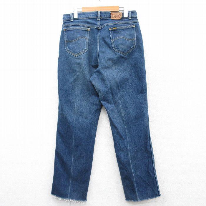 Lee（リー） W33/古着 ジーンズ メンズ 90s ヒゲ 紺 ネイビー デニム