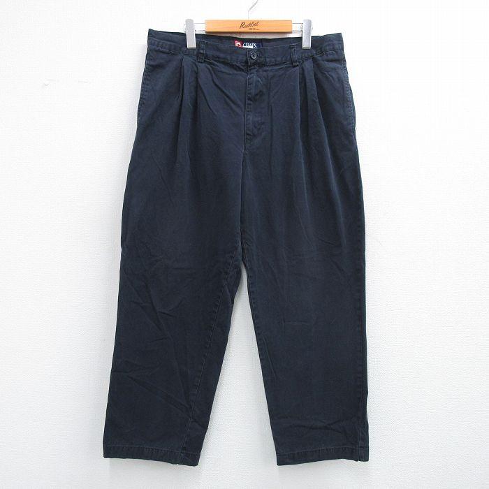 W36/古着 チャップス チノ パンツ チノパン メンズ 90s コットン 濃紺