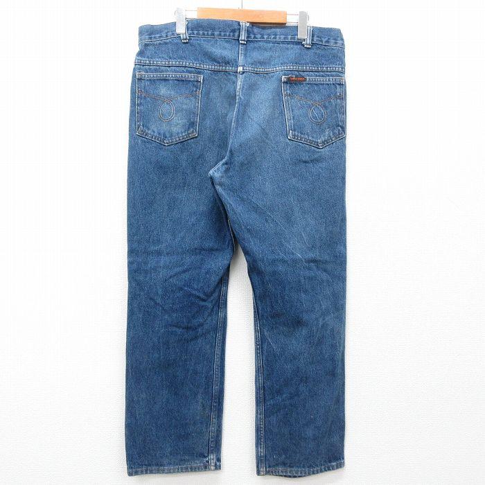 W37/古着 SADDLE KING ジーンズ 80s ヒゲ 紺 ネイビー デニム