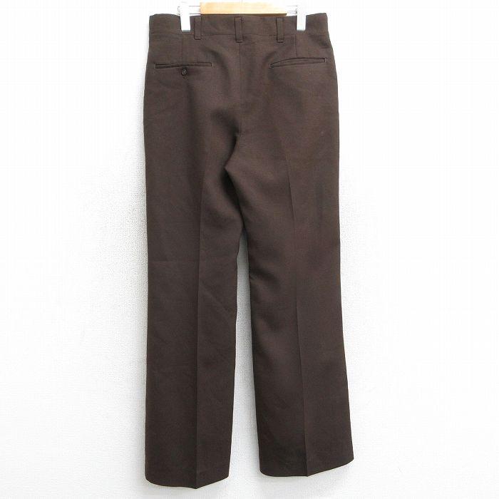 W34/古着 HAGGAR スラックス パンツ メンズ 80s 茶 ブラウン 25jun09