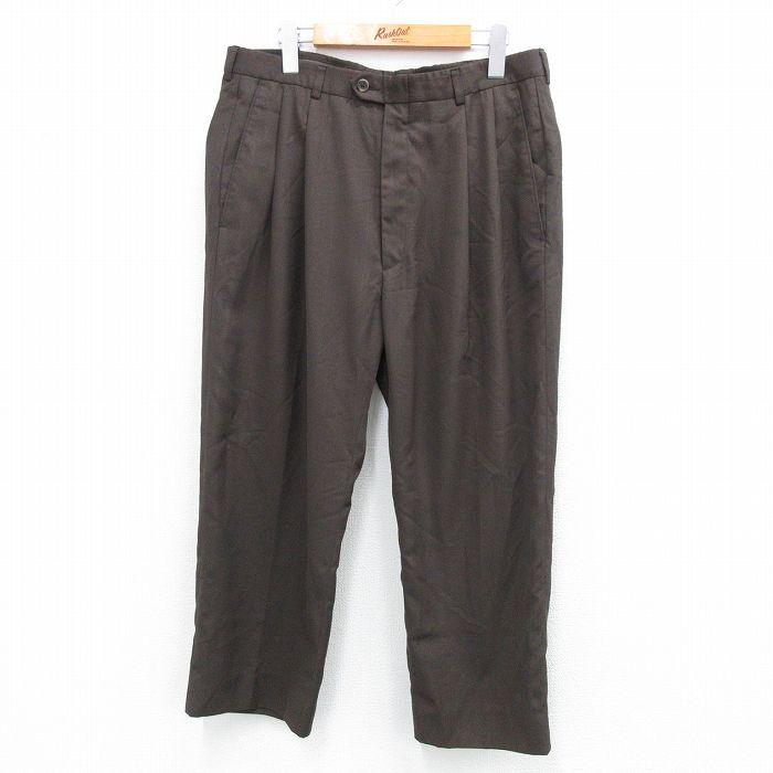 50%OFF】W35/古着 HAGGAR スラックス パンツ メンズ 濃茶系 ブラウン