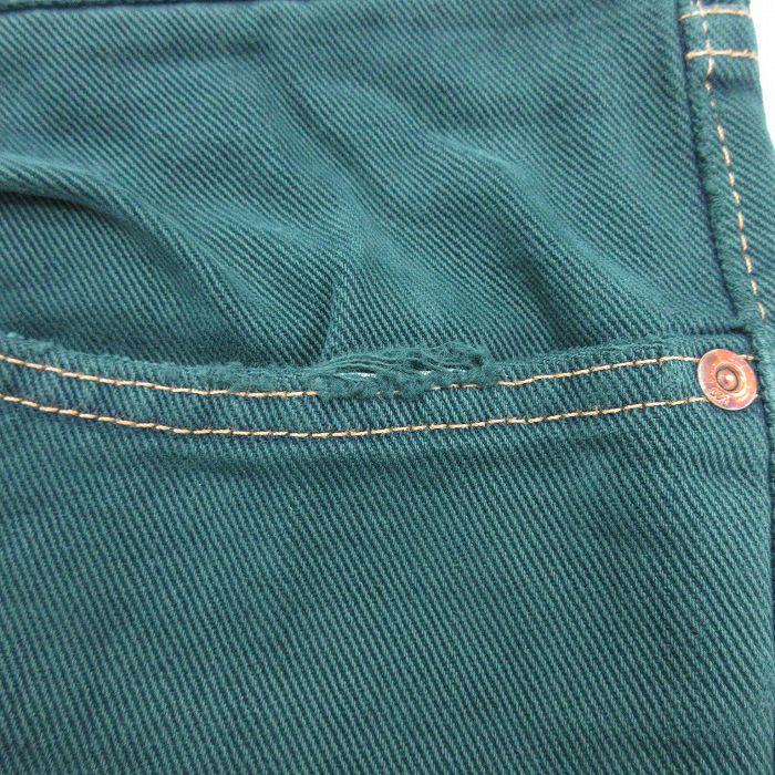 Lee（リー） W36/古着 ジーンズ メンズ コットン 濃緑 グリーン デニム
