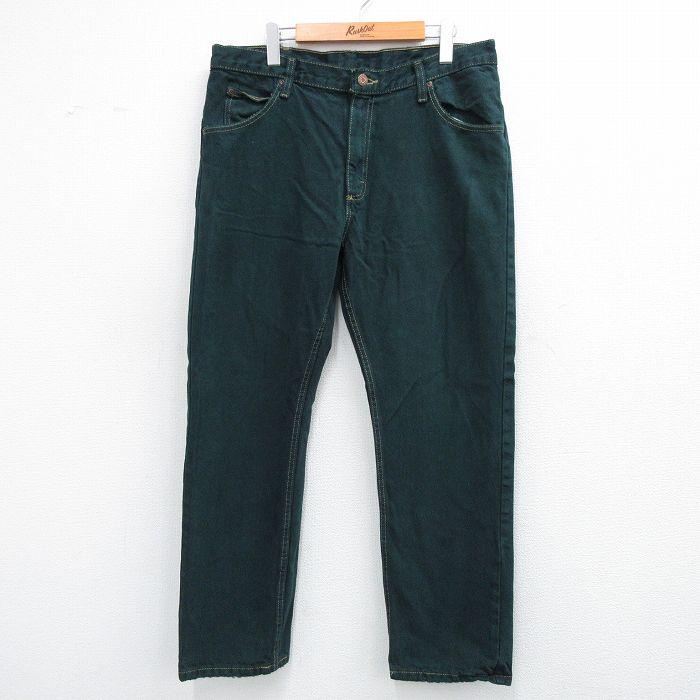Wrangler（ラングラー） W36/古着 ジーンズ メンズ コットン 濃緑