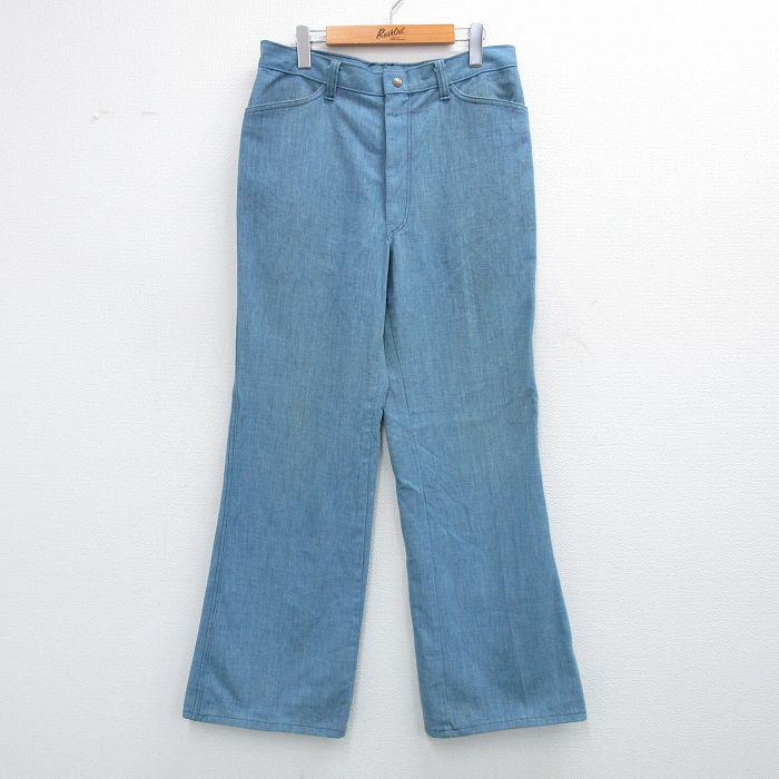 W33/古着 ジーンズ メンズ 80s フレア ブーツカット タロン 薄紺 