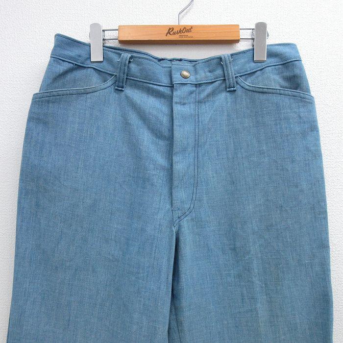 W33/古着 ジーンズ メンズ 80s フレア ブーツカット タロン 薄紺 