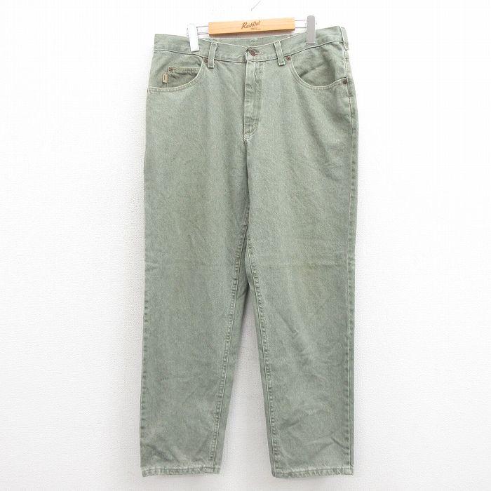W35/古着 ジーンズ メンズ 90s コットン 薄緑 グリーン spe 25sep25