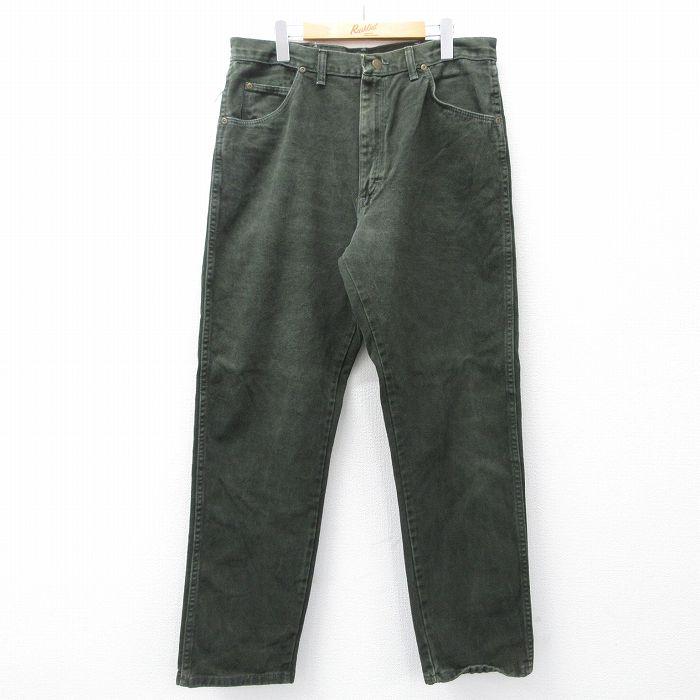 Wrangler（ラングラー） W35/古着 ジーンズ メンズ 90s コットン 濃緑