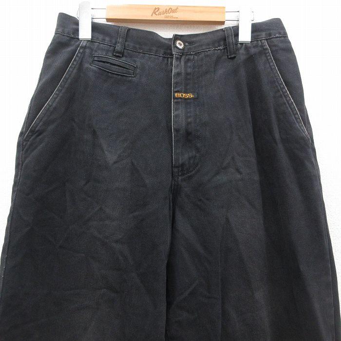 50%OFF】W29/古着 BOSS ジーンズ メンズ 00s コットン 黒 ブラック 