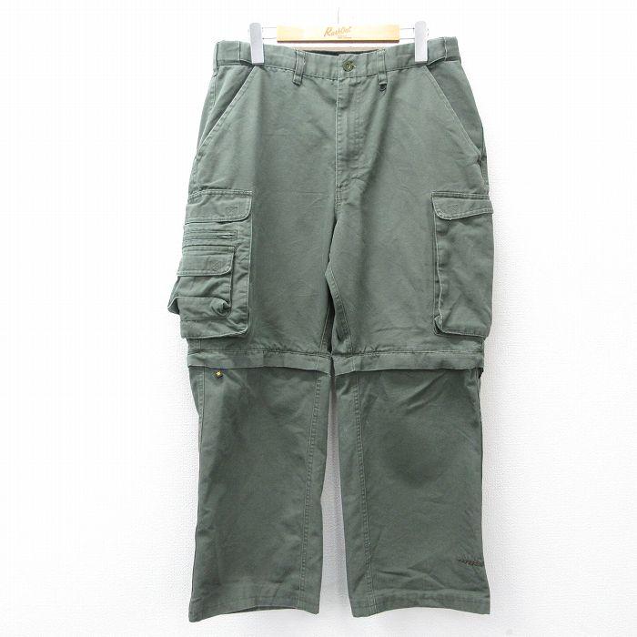 W32/古着 ボーイスカウト デタッチャブル カーゴ パンツ メンズ 濃緑