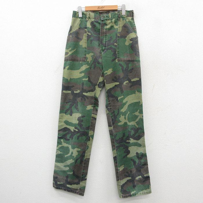 80s ダックカモ ベイカーパンツ XL サイドアジャスター W31/古着 ベイカー ハンティング パンツ メンズ 80年代 80s ウッド