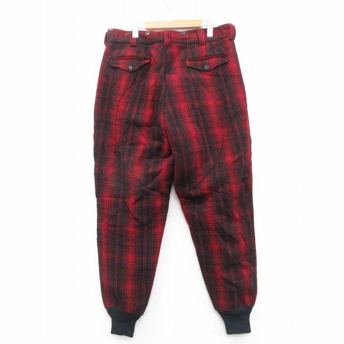 50s Woolrich ウール ハンティングパンツ ダブルニー レッド XL WOOLRICH（ウールリッチ） W36/古着 ハンティング パンツ メンズ 80