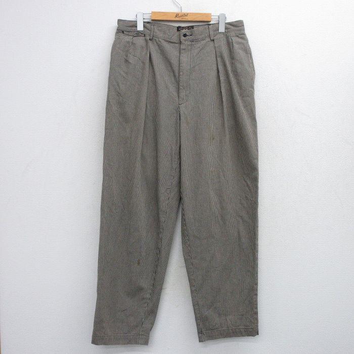 W34/古着 ラルフローレン ダブルアールエル ブランド パンツ メンズ 90年代 90s 三ツ星タグ 千鳥格子 コットン USA製 黒他【spe】 26jan14 POLO RALPH LAUREN（ポロ・ラルフローレン） W34/古着 ラルフローレン