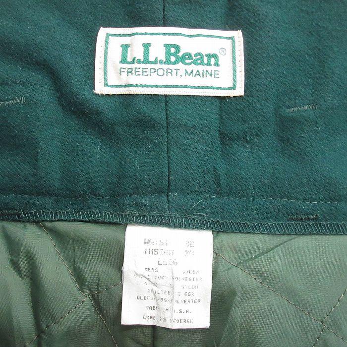 W32/古着 エルエルビーン パンツ メンズ 80年代 80s USA製 緑 内側キルティング【spe】 26jan21 L.L.Bean（エルエルビーン） W32/古着 パンツ メンズ 80年代 80s USA製