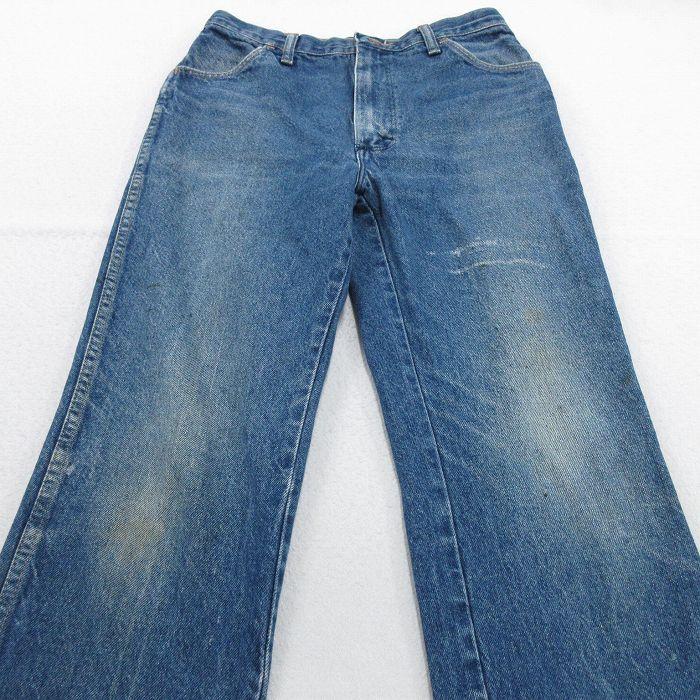 W32/古着 ラスラー ジーンズ メンズ 80年代 80s ヒゲ USA製 紺 デニム