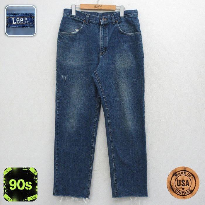 Lee（リー） W34/古着 ジーンズ メンズ 90年代 90s コットン USA製 紺 
