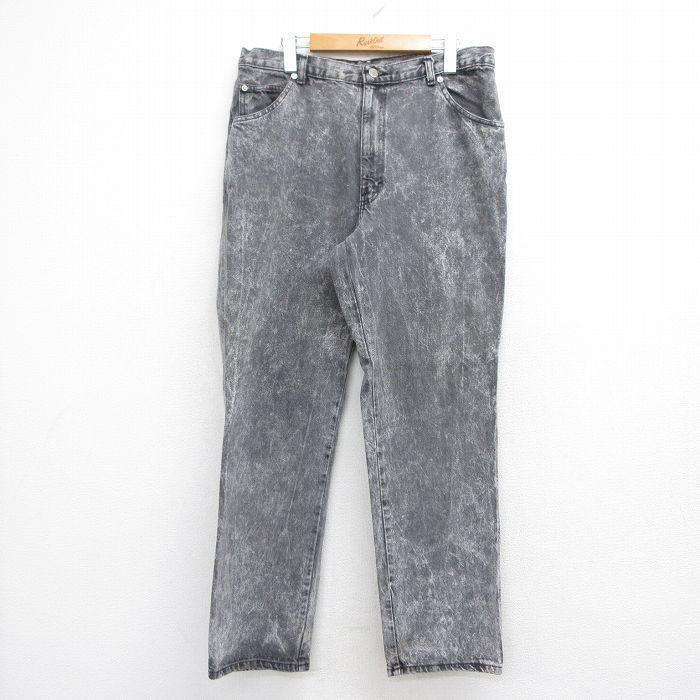 W34/古着 SASSON ジーンズ メンズ 90年代 90s ケミカルウォッシュ 黒