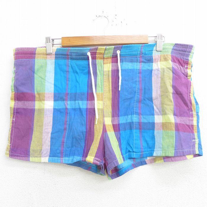 W42 古着 ショート パンツ ショーツ メンズ 90s 大きいサイズ コットン 青他 ブルー チェック 21jul16 中古 ボトムス 短パン ショーパン ハ Pas 古着屋rushout 通販 Yahoo ショッピング