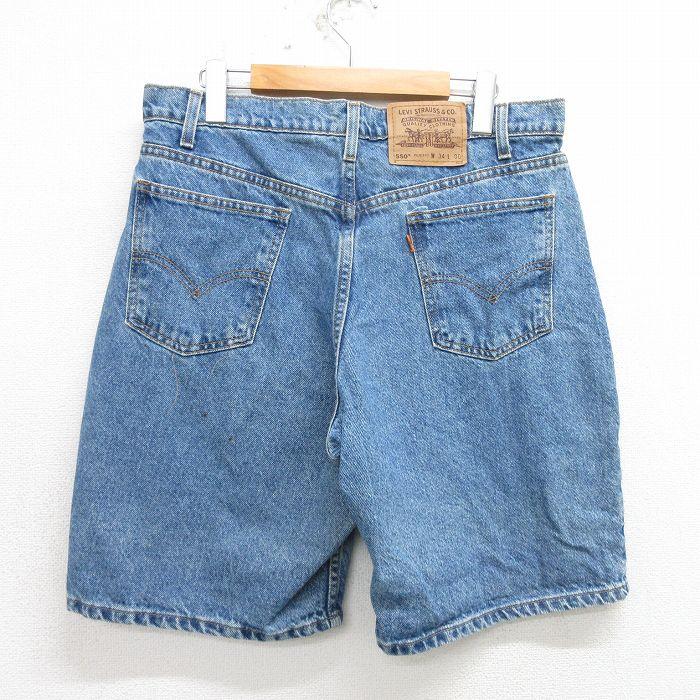 W34/古着 リーバイス Levis 550 ショート パンツ ショーツ メンズ 00s コットン 紺 ネイビー デニム 24may18 中古 ボトムス 短パン ショー｜furugiyarushout｜02