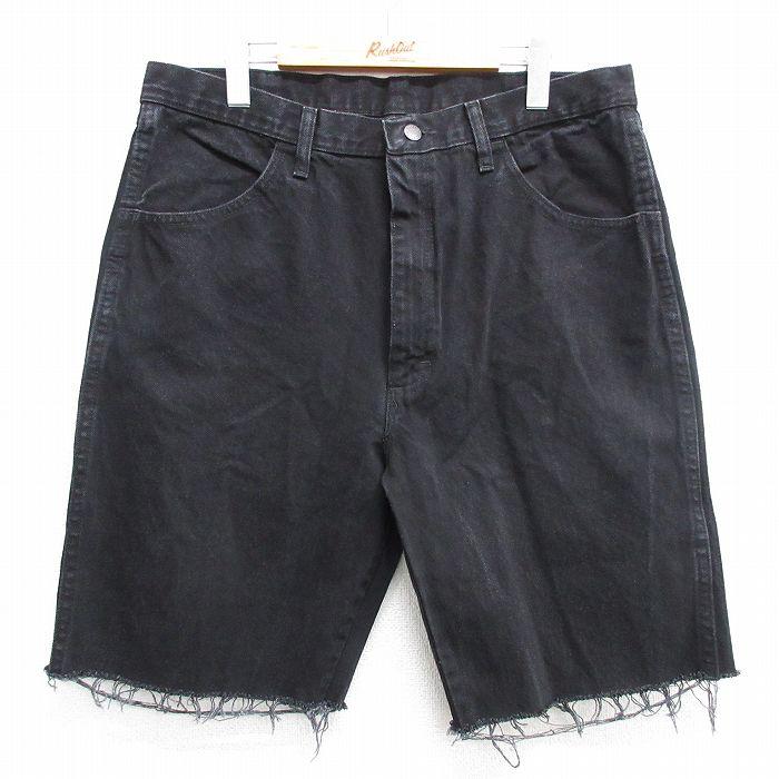 W35/古着 ラスラー ショート パンツ ショーツ メンズ コットン 黒
