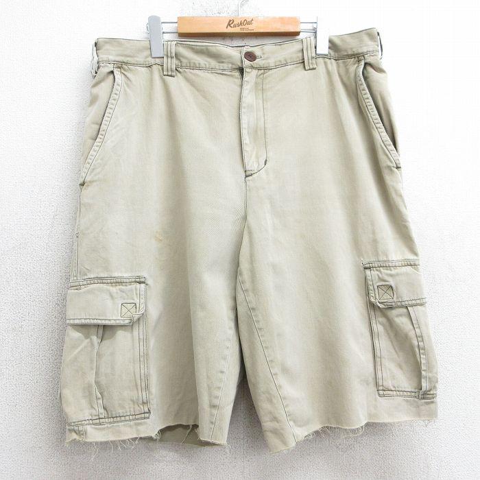 古着 00s〜 オールドネイビー 極太 リネン パンツ アイボリー ワイド OLD NAVY（オールドネイビー） W39/古着 ショート カーゴ パンツ