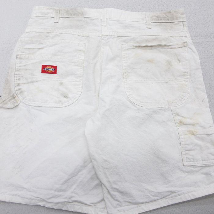 ディッキーズ　ペンキ ペインター　ショーツ 白　ホワイト　ナチュラル　古着 Dickies（ディッキーズ） W34/古着 ショート ペインター パンツ