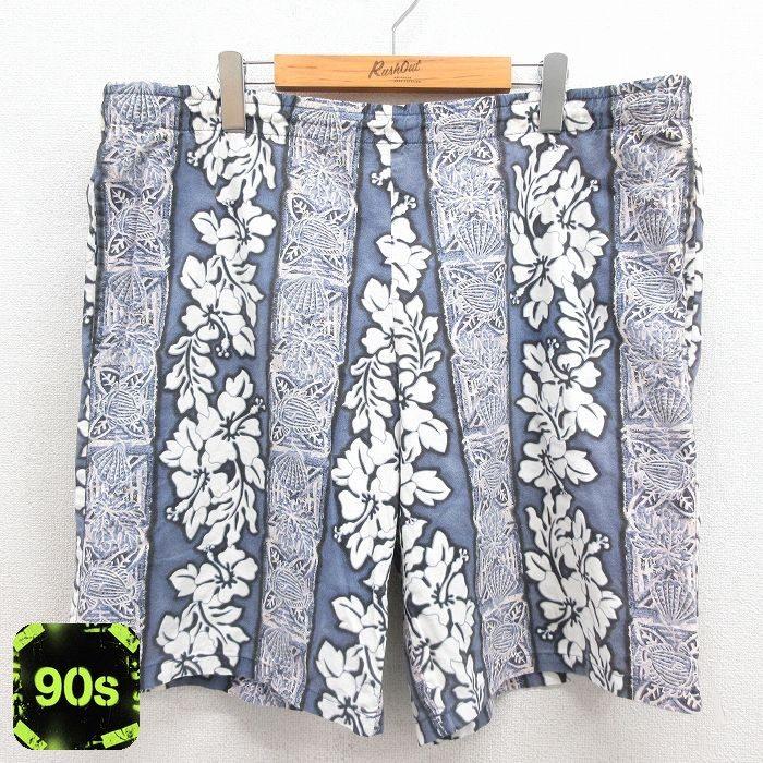 W38/古着 ショート ハワイアン パンツ ショーツ メンズ 90年代 90s