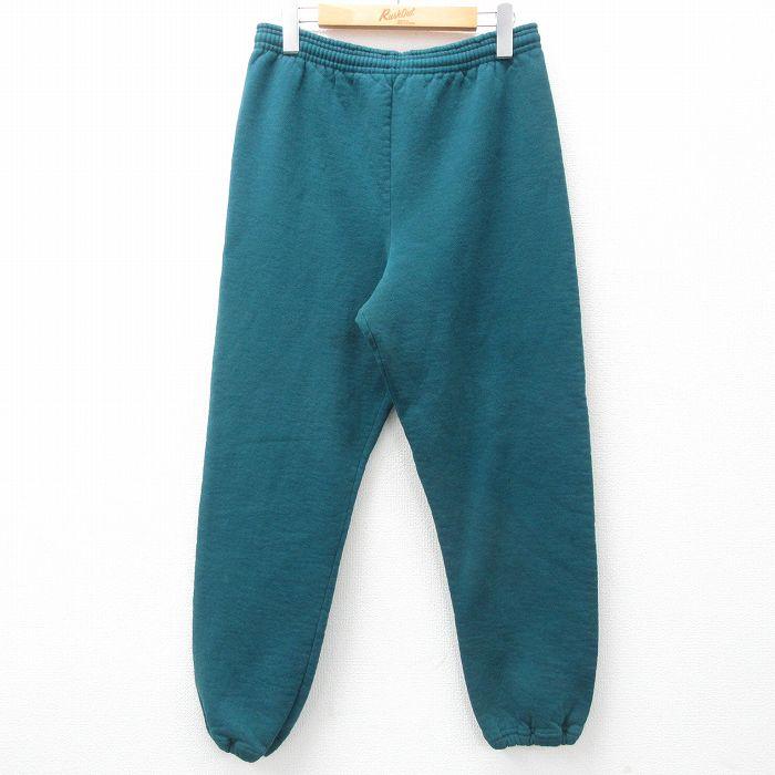 W30/古着 Chic スウェット パンツ メンズ 90s 無地 青緑 25mar06 中古