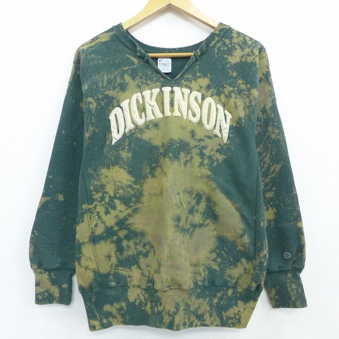 Champion L/古着 チャンピオン リバースウィーブ 90s DICKINSON 緑 