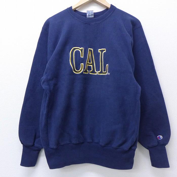 Champion L/古着 チャンピオン リバースウィーブ 90s CAL 刺繍 クルー  