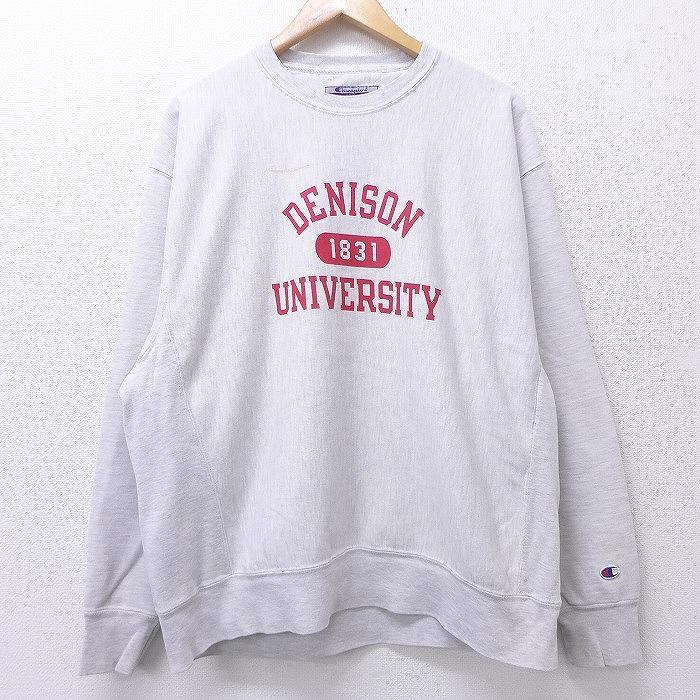 Xl 古着 長袖 ブランド Champion チャンピオン リバースウィーブ 00s デニソン 大学 カレッジ 大きいサイズ クルーネック 薄グレー 霜降り 20aug18 中古 メンズ Rw20070072 古着屋rushout 通販 Yahoo ショッピング