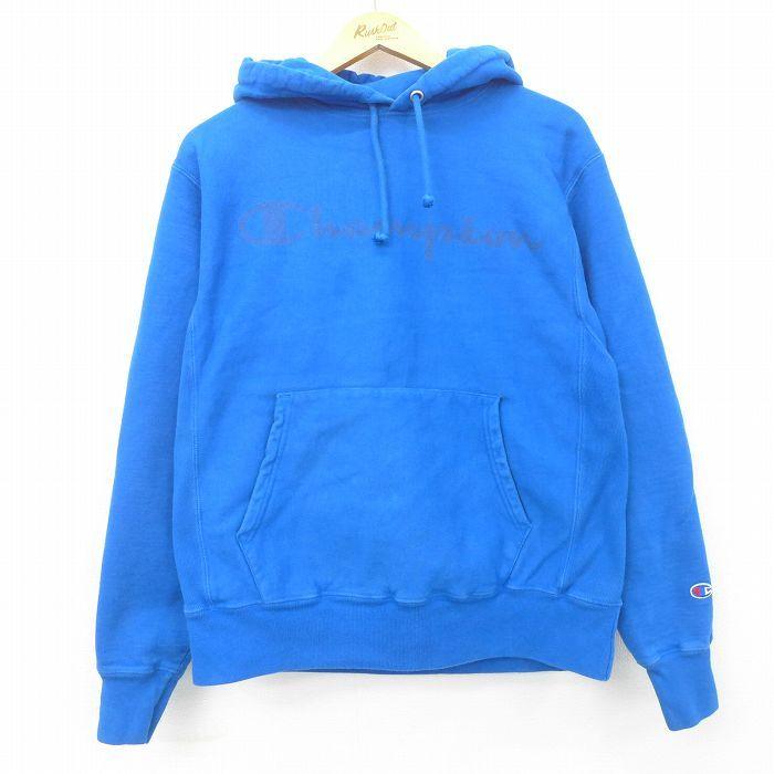 M 古着 長袖 チャンピオン Champion リバースウィーブ パーカー メンズ ビッグロゴ 青 ブルー 22apr11 中古 スウェット スエット トレーナ Rw2348 古着屋rushout 通販 Yahoo ショッピング