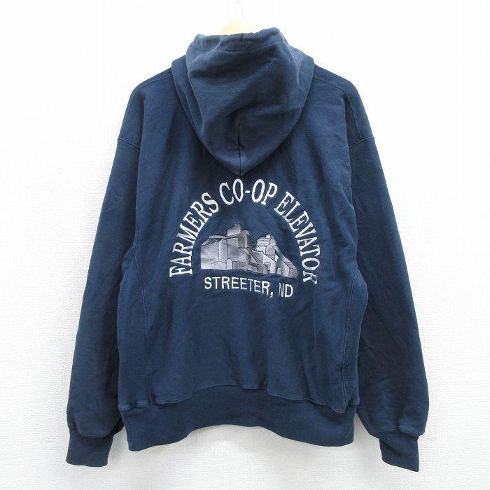 XL/古着 長袖 チャンピオン Champion リバースウィーブ パーカー メンズ 00年代 00s 工場 刺繍 ネイビー 26jul10 XL/古着 長袖 チャンピオン Champion リバースウィーブ パーカー