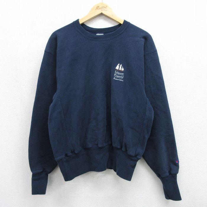 L/古着 長袖 チャンピオン Champion リバースウィーブ メンズ 00年代 00s 船 クルーネック ネイビー 26jul10 L/古着 長袖 チャンピオン Champion リバースウィーブ メンズ 00年代