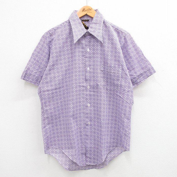 L/古着 半袖 シャツ メンズ 70s 紫他 パープル 24jun06 中古 トップス 