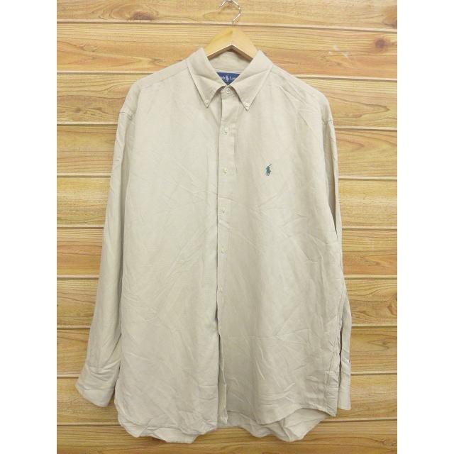 Xl 古着 長袖 シャツ ラルフローレン Ralph Lauren ロゴ シルク リネン 大きいサイズ ベージュ カーキ 18aug02 中古 メンズ トップス Shbd 古着屋rushout 通販 Yahoo ショッピング