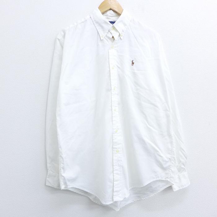 Xl 古着 長袖 ブランド シャツ 90s ラルフローレン Ralph Lauren ワンポイントロゴ ロング丈 コットン 白 ホワイト ボタンダウン aug24 中古 メンズ トップス Shbd 古着屋rushout 通販 Yahoo ショッピング