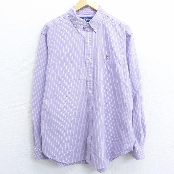XL/古着 長袖 ブランド シャツ 90s ラルフローレン Ralph Lauren ワン