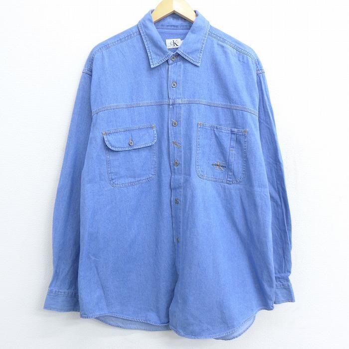 Xl 古着 長袖 ブランド シャツ カルバンクライン Calvin Klein ジーンズ ワンポイントロゴ コットン 紺 ネイビー デニム 21apr01 中古 メンズ トップス Shbd 古着屋rushout 通販 Yahoo ショッピング