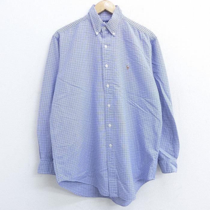 Xl 古着 長袖 ブランド シャツ 90s ラルフローレン Ralph Lauren ワンポイントロゴ コットン ボタンダウン 薄紺他 ネイビー チェック 21may21 中古 メンズ トッ Shbd 古着屋rushout 通販 Yahoo ショッピング