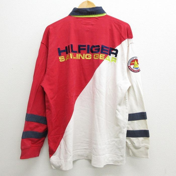 XL/古着 トミーヒルフィガー TOMMY HILFIGER 長袖 ブランド ラガー シャツ メンズ 90s ビッグロゴ 刺繍 セーリング 大きいサイズ コットン :shbd21052692