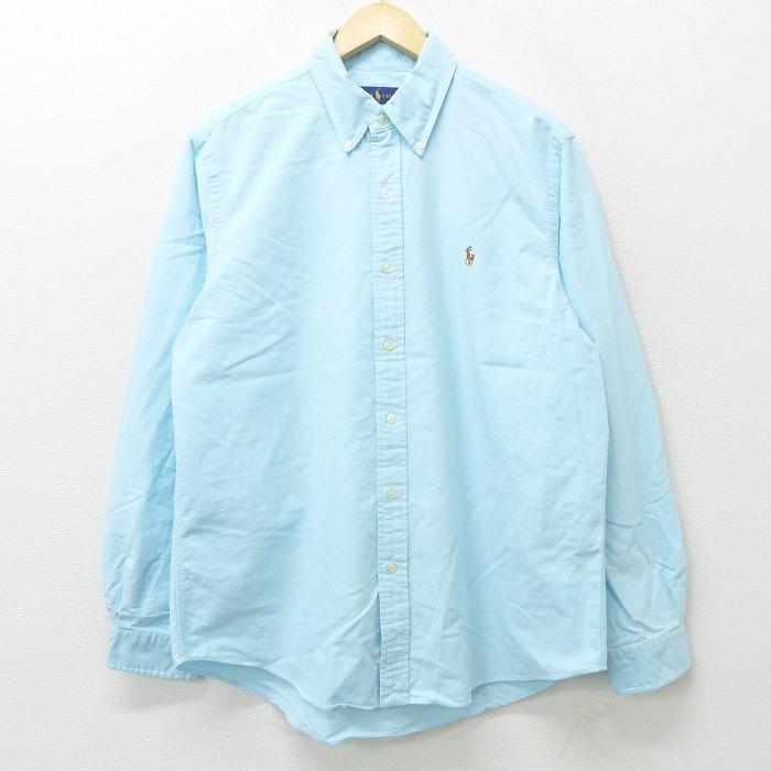 L 古着 ラルフローレン Ralph Lauren 長袖 ブランド シャツ メンズ ワンポイントロゴ コットン ボタンダウン 水色 21jul28 中古 トップス Shbd 古着屋rushout 通販 Yahoo ショッピング