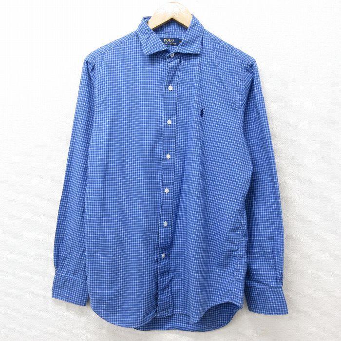 L 古着 ラルフローレン Ralph Lauren 長袖 ブランド シャツ メンズ ワンポイントロゴ コットン 青 ブルー チェック 21aug05 中古 トップス Shbd 古着屋rushout 通販 Yahoo ショッピング