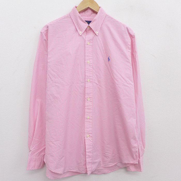 L 古着 ラルフローレン Ralph Lauren 長袖 ブランド シャツ メンズ ワンポイントロゴ コットン ボタンダウン ピンク ギンガムチェック 21aug19 中古 トップス Shbd 古着屋rushout 通販 Yahoo ショッピング