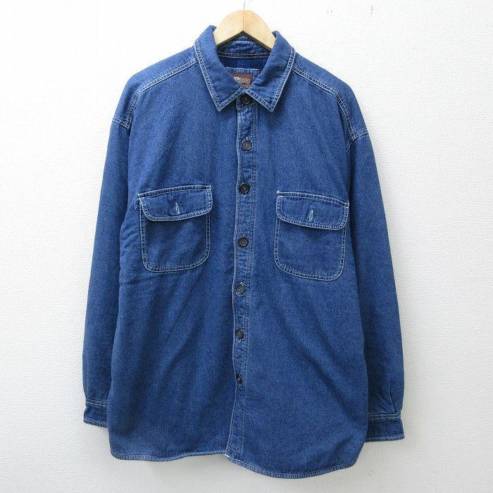 Xl 古着 リーバイス Levis 長袖 ブランド シャツ メンズ ロング丈 紺 ネイビー デニム 内側フリース 21oct06 中古 トップス Shbd 古着屋rushout 通販 Yahoo ショッピング