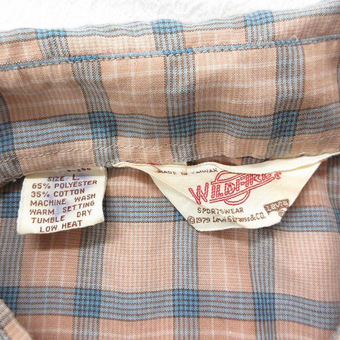 M/古着 リーバイス Levis 長袖 ブランド シャツ メンズ 80s ビッグE ベージュ他 カーキ チェック 24may07 中古 トップス｜furugiyarushout｜05