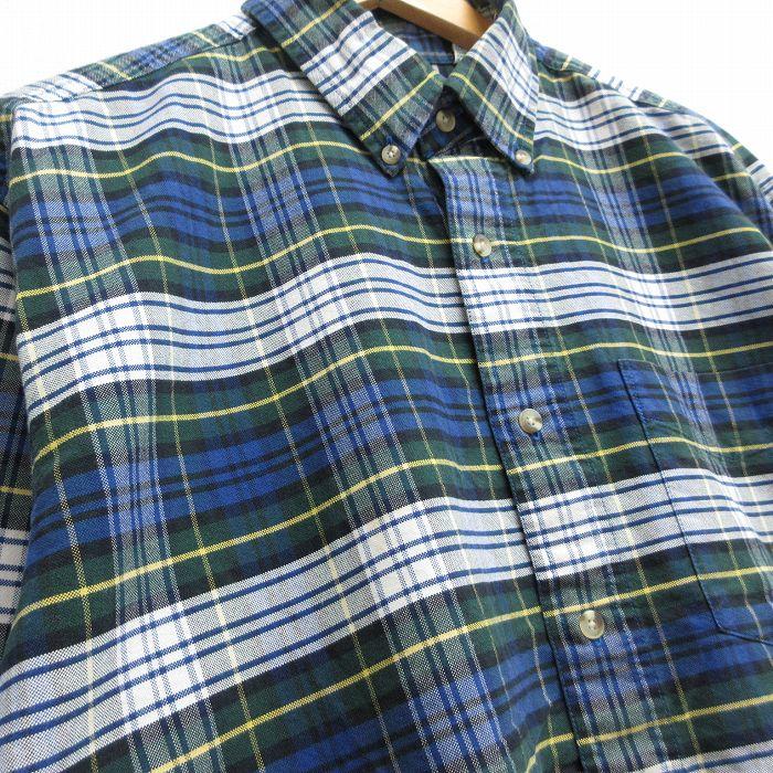 に*ょ様 エルエルビーン　USA製　8-90s　チェック　長袖シャツ　古着　ブル USA製 90s L.L.Bean エルエルビーン タータンチェック柄 長袖